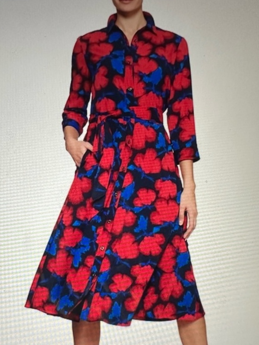 Banana Republic Red Blue Floral DRESS & matching TOP sz4 NWT